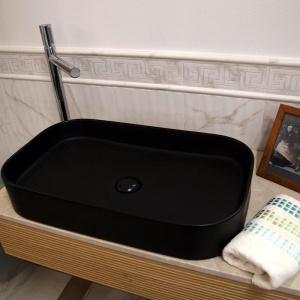 Lavoar pe blat Fluminia Capri-65MB, dreptunghiular, 65x38x11 cm, negru - Img 5