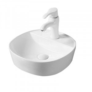 Lavoar pe blat Fluminia Cassandra-41, oval, cu perete subtire, 41x41x11.5 cm, alb - Img 2