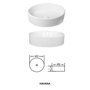 Lavoar pe blat Fluminia Havana, rotund, 40x40x12 cm, alb - Img 6