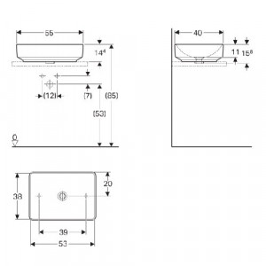 LAVOAR PE BLAT GEBERIT VARIFORM, DREPTUNGHIULAR B-55CM,T-40CM,FARA PREAPLIN, ALB - Img 3