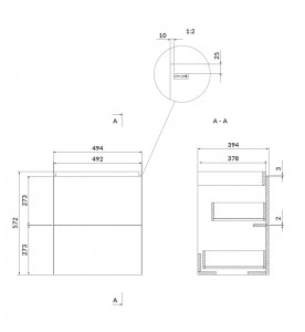 Mobilier suspendat Cersanit Larga pentru lavoar 50x38 cm, gri - Img 5