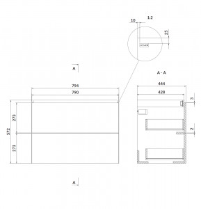 Mobilier suspendat Cersanit Larga pentru lavoar 80 cm, gri - Img 6
