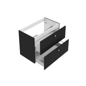 Mobilier suspendat Defra Fuego cu lavoar Plan 80 cm, negru mat - Img 2