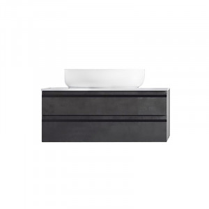 Mobilier suspendat Kolpasan Alexis cu blat alb pentru lavoar, 80 cm, Dark Concrete - Img 2