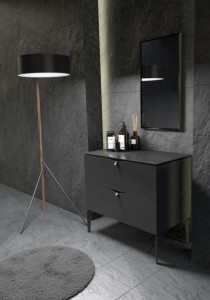Mobilier suspendat Oristo Siena cu lavoar Beryl 80 cm, negru-mat - Img 3