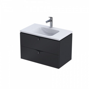 Mobilier suspendat Oristo Siena cu lavoar Beryl 80 cm, negru-mat