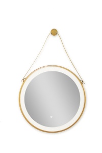 Oglinda rotunda cu iluminare LED, Sanotechnik Soho, rama auriu