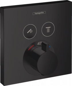 Ornament baterie dus incastrata termostatica Hansgrohe ShowerSelect, negru mat - Img 1