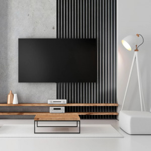 Panou 3 Riflaje Stegu Linea Slim 3, Mdf, negru / stejar - Img 3