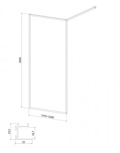 Paravan dus Walk-In Cersanit Larga crom 120xH200 cm, sticla 8 mm - Img 3
