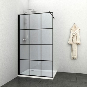 Paravan dus Walk-In Sanotechnik Elite black grid, cu serigrafie ceramica, 120 cm - Img 3