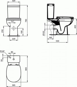 Rezervor pe vas wc Ideal Standard Connect Cube cu alimentare inferioara - Img 4