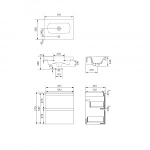 SET B815 Mobilier suspendat Cersanit MODUO SLIM cu lavoar 50 cm, antracit - Img 3