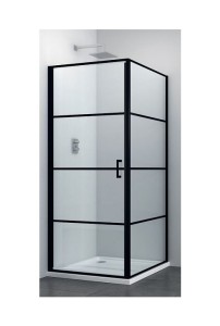 Set cabina de dus Sanotechnik Elite black grid cu cadita slim SMC 80x80 cm - Img 1