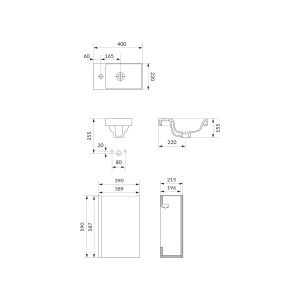 SET Dulap baie suspendat cu lavoar Cersanit MODUO 40 cm, casmir - Img 2