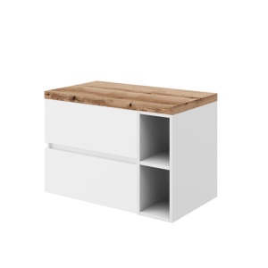 Set mobilier pentru lavoar pe blat Fluminia Genova 80, cu blat si raft deschis