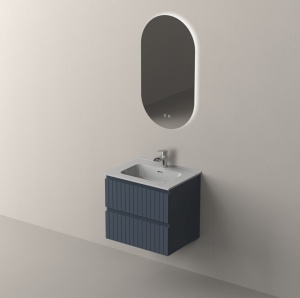 Set mobilier suspendat cu lavoar Nofer Glow 60 cm, cobalt mat