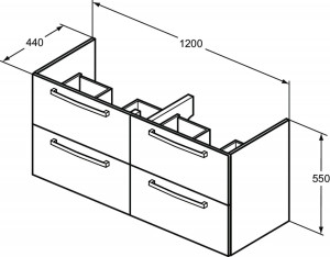 Set mobilier suspendat Ideal Standard Tempo cu lavoar Tempo 120 cm, alb - Img 4