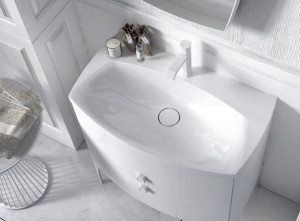Set mobilier suspendat Oristo Louis cu lavoar Louis 82 cm, alb - Img 3