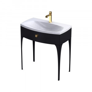 Set mobilier suspendat Oristo Louis cu lavoar Louis 82 cm, negru