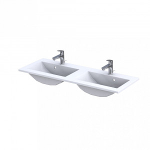 Set mobilier suspendat Oristo Silver si lavoar 2 cuve, 120 cm, gri mat - Img 3