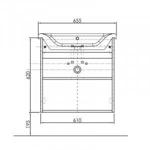 Set mobilier suspendat si lavoar Kolpasan Evelin 2 usi 65 cm, stejar gri - Img 6