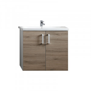 Set mobilier suspendat si lavoar Kolpasan Evelin 2 usi 80 cm, stejar gri - Img 3