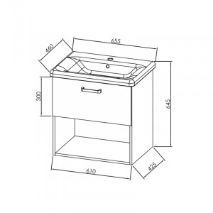 Set mobilier suspendat si lavoar Kolpasan Evelin 65 cm, alb - Img 5