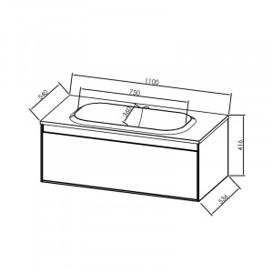 Set mobilier suspendat si lavoar Kolpasan Pandora 110 cm, black stone - Img 6