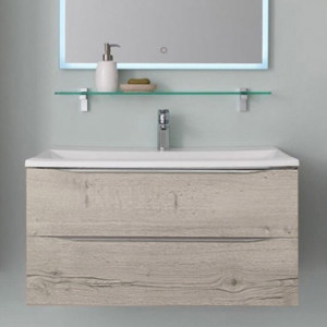 Set mobilier suspendat si lavoar Kolpasan Tara 90 cm, craft wood