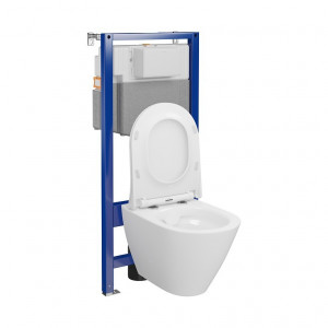 Set rezervor cadru Cersanit C14 AQUA 50 MECANIC, vas wc suspendat CITY BY CERSANIT OVAL CleanON, capac softclose - Img 4