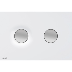 Set vas wc rimless cu capac soft close Foglia Alice, rezervor incastrat si clapeta alb mat cu butoane crom mat, Alcadrain - Img 5