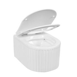 Set vas WC suspendat alb texturat cu capac soft close - Img 2