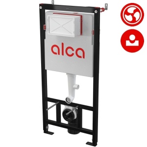 Set vas wc suspendat cu functie de bideu Foglia Safari si rezervor wc incastrat Alcadrain cu clapeta alb mat crom mat - Img 5