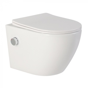 Set vas wc suspendat cu functie de bideu si cu baterie crom inclusa Foglia Oslo, rezervor wc incastrat cu clapeta aluminiu mat, Alcaplast - Img 3