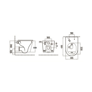Set vas wc suspendat Fluminia Clementina Rimless cu capac quick release si soft close, alb - Img 3