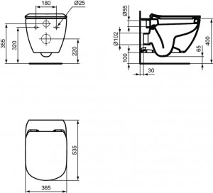 Set vas wc suspendat Ideal Standard Tesi cu capac slim softclose, 54x36 cm, alb - Img 2