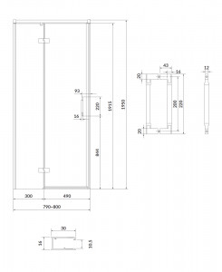 Usa de dus pivotanta Cersanit Larga 80 cm, profil negru, stanga - Img 3