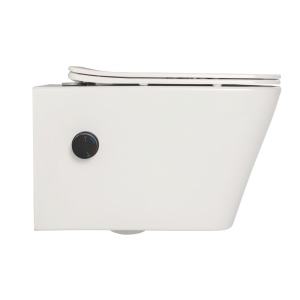 Vas wc suspendat cu functie bideu, dreptunghiular, apa calda rece, rimless, baterie negru mat Foglia Safari - Img 5