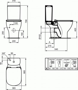VAS WC TESI AQUABLADE, EVACUARE LATERALA, 66.5X36.5, ALB MAT - Img 3