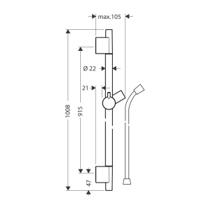 Bara cu furtun de dus Hansgrohe Unica S Puro 90 cm negru - crom periat - Img 3