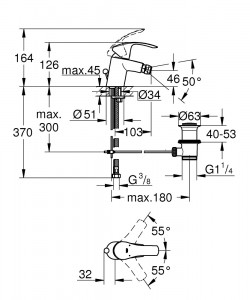 Baterie bideu Grohe Eurosmart New crom lucios - Img 2