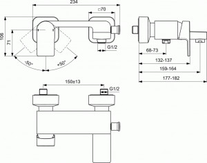 Baterie cada/dus Ideal Standard Edge, crom - Img 2