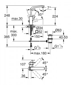 Baterie lavoar Grohe Eurocube L, crom - Img 2