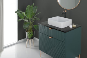 Baterie lavoar inalta FDESIGN Zaffiro cu ventil click-clack, negru-roz auriu - Img 2