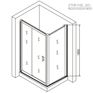 Cabina dus dreptunghiulara crom Belform Clear cu usa glisanta 100x80 cm - Img 4