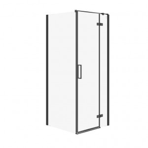 Cabina dus patrata Cersanit Jota Black, usa batanta, dreapta, 80x80 cm