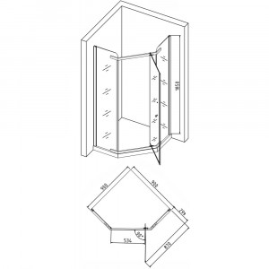 Cabina dus pentagonala Belform Clear usa batanta 90x90 cm crom - Img 4