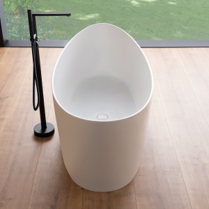 Cada baie freestanding compozit Foglia Wave ovala, 160x71 cm, alb lucios - Img 6