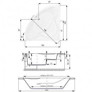 Cada baie hidromasaj Hidro Air Belform Equilibra cu baterie Vela, acril, 140x140 cm - Img 5